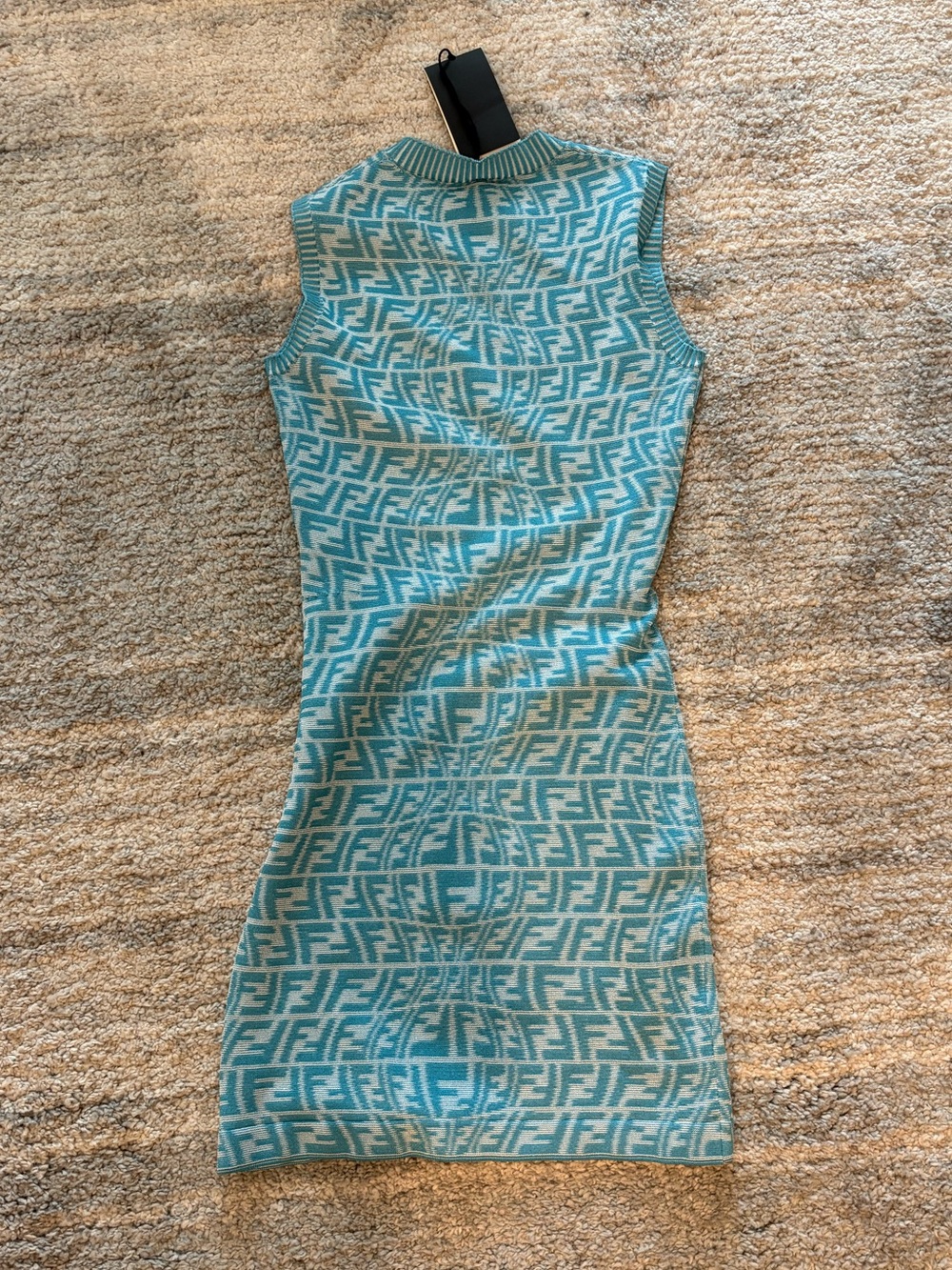 Fendi Vertigo FF Jacquard Knit Mini Blue Dress - Picture 3 of 10